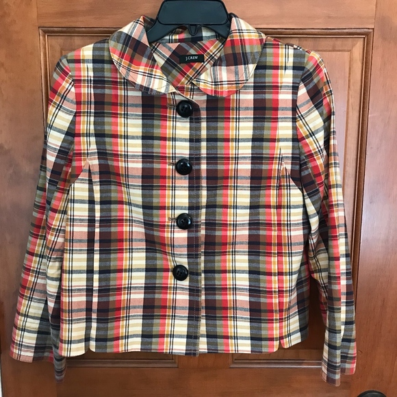 J.Crew Plaid Cotton Swing Jacket, Size 8